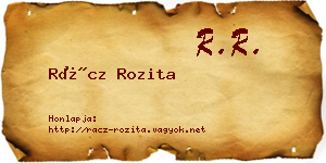 Rácz Rozita névjegykártya